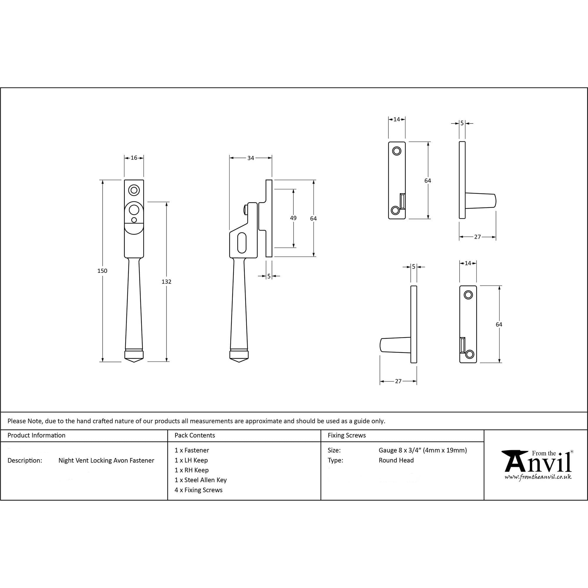 Beeswax Avon Night Vent Fastener