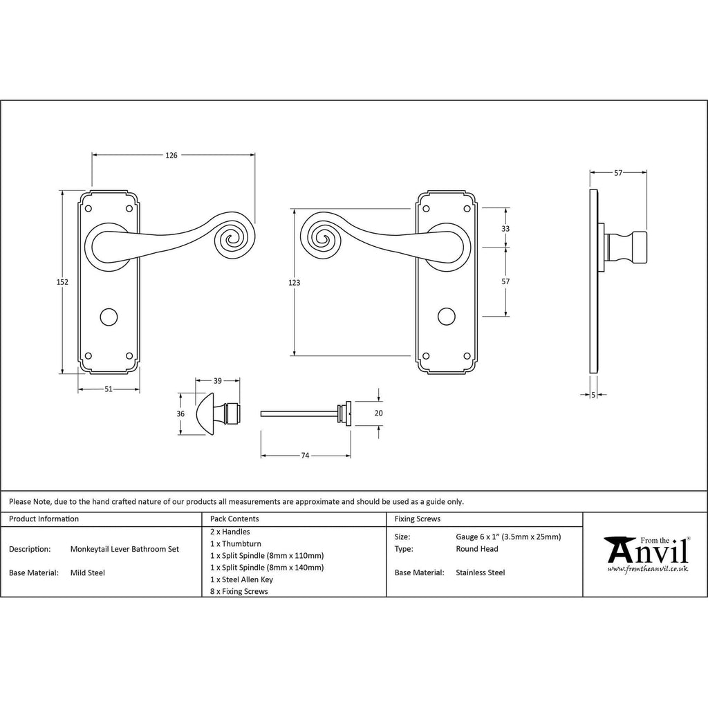 Pewter Monkey Tail Levers on Backplate