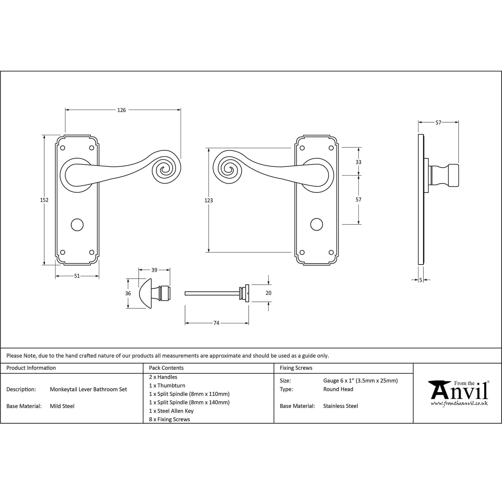 Pewter Monkey Tail Levers on Backplate
