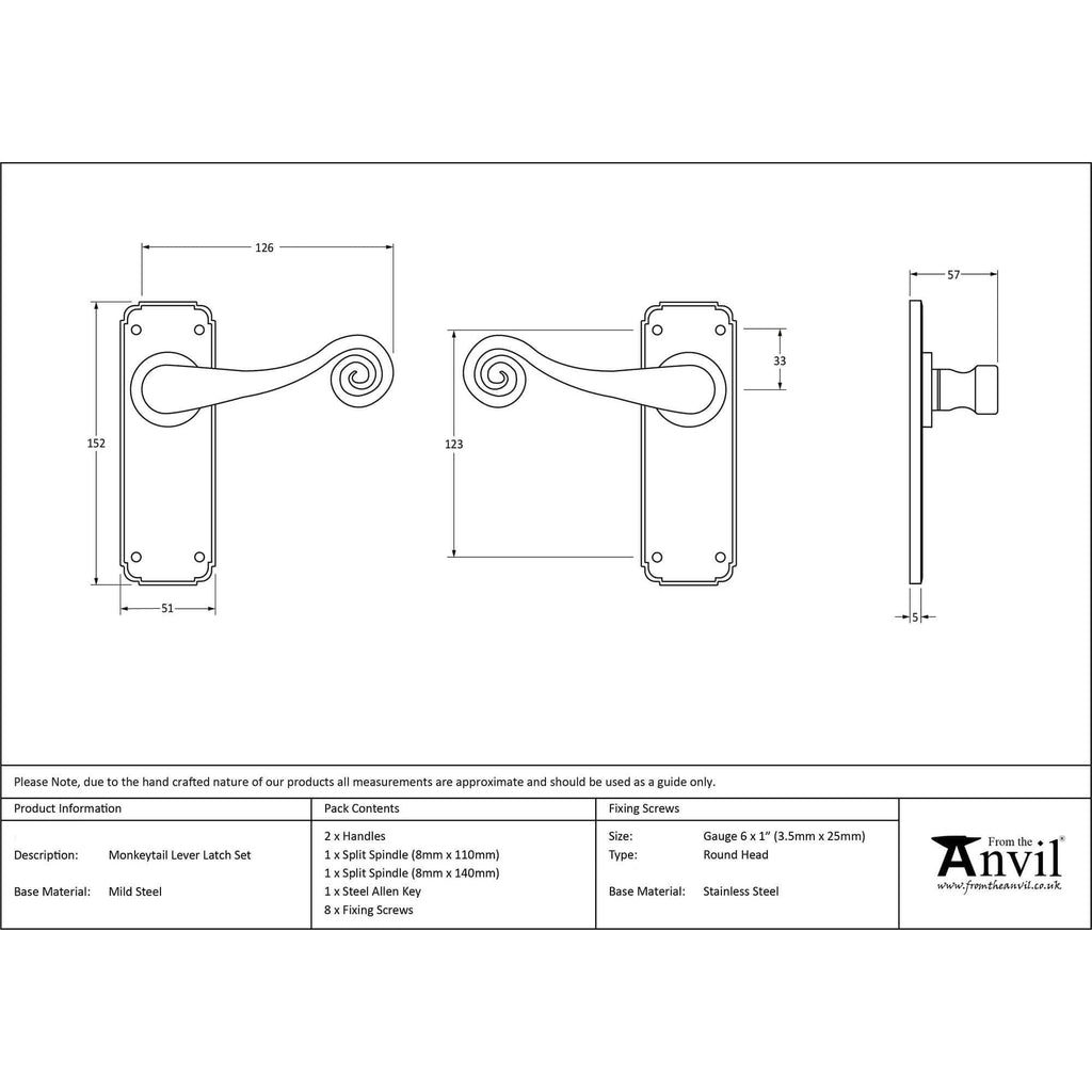 Pewter Monkey Tail Levers on Backplate