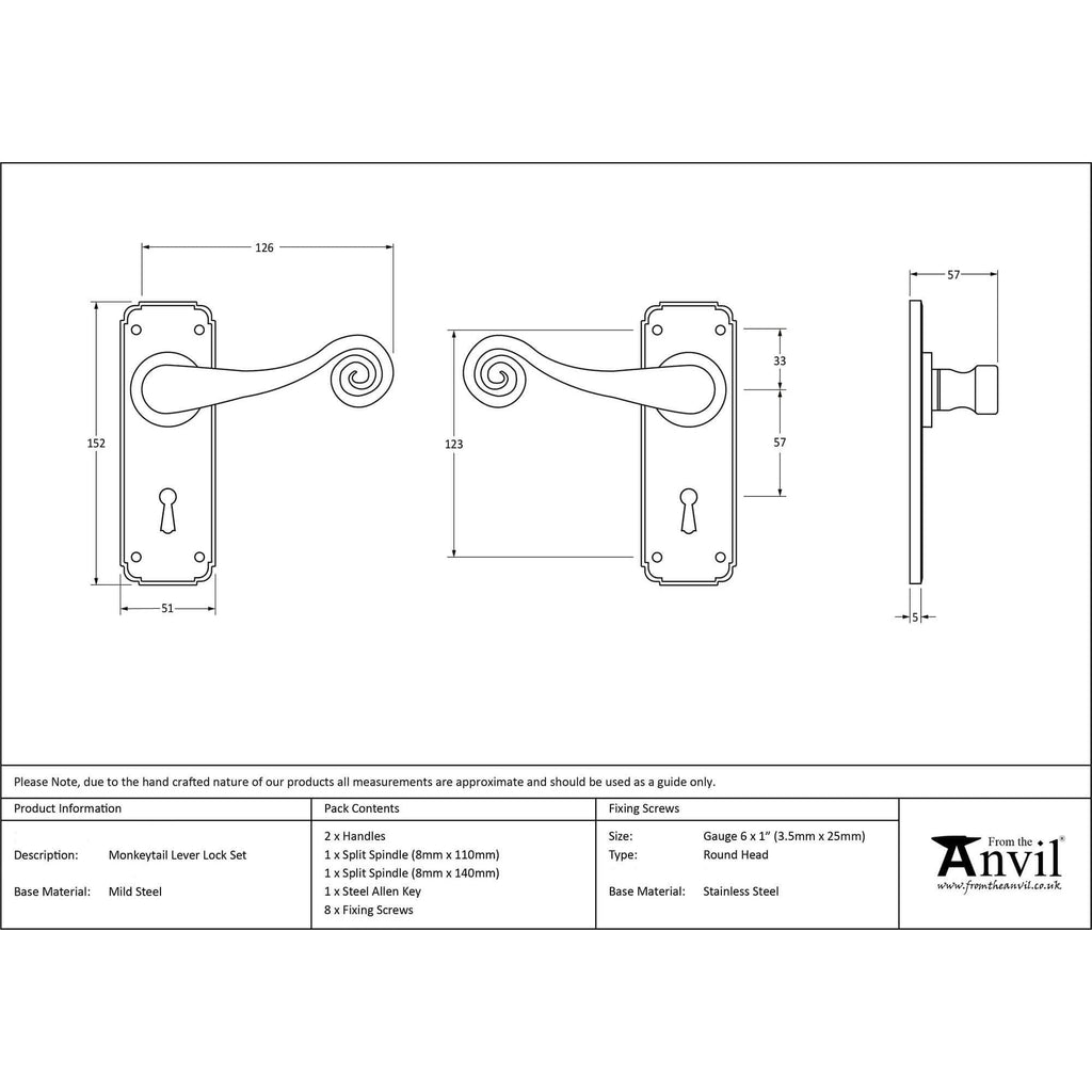 Pewter Monkey Tail Levers on Backplate