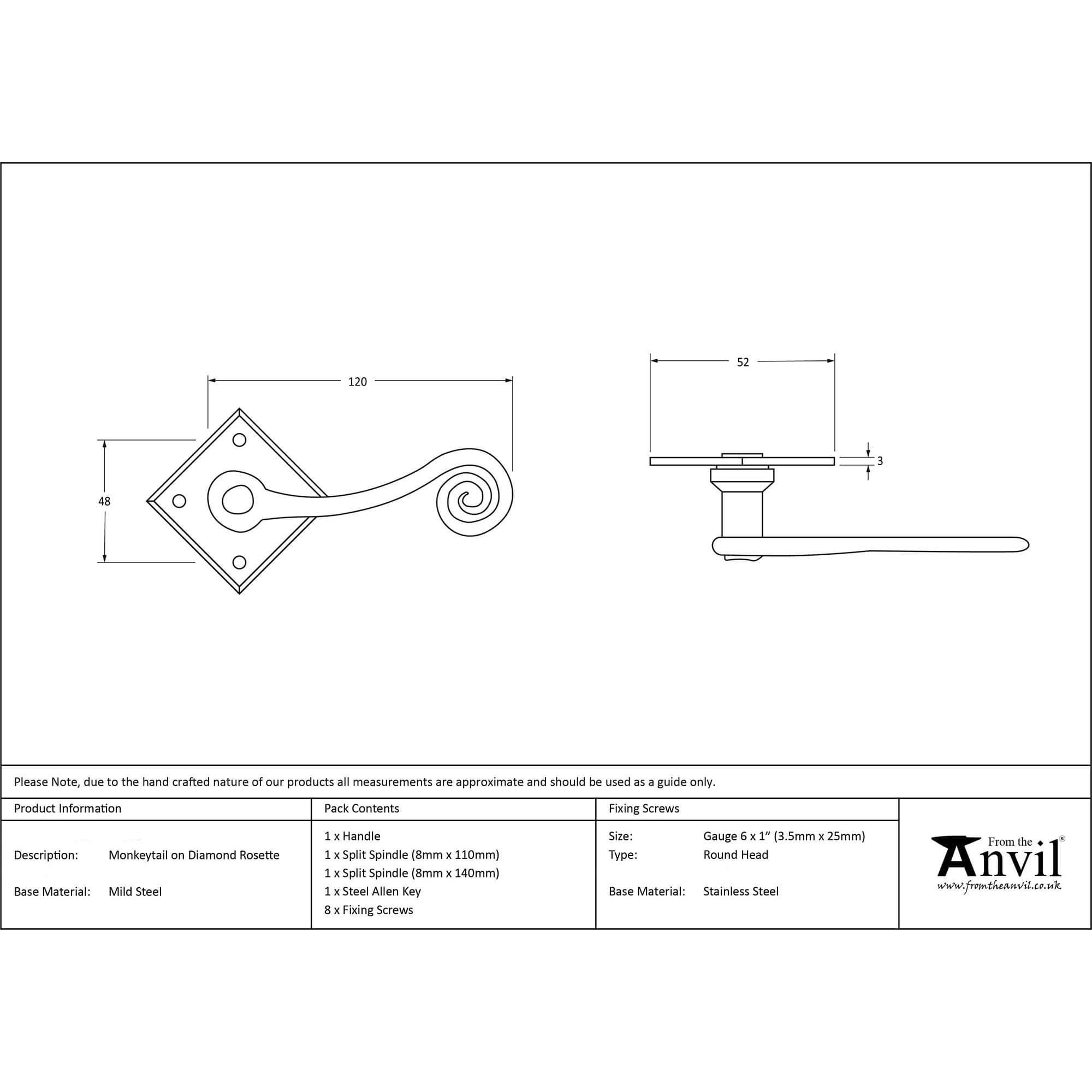 Black Monkey Tail Lever on Rosette