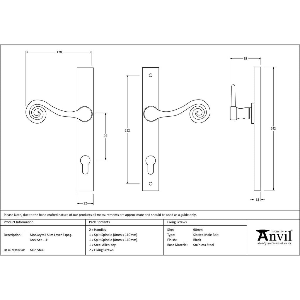 External Beeswax Monkey Tail Espagnolette Lock Set