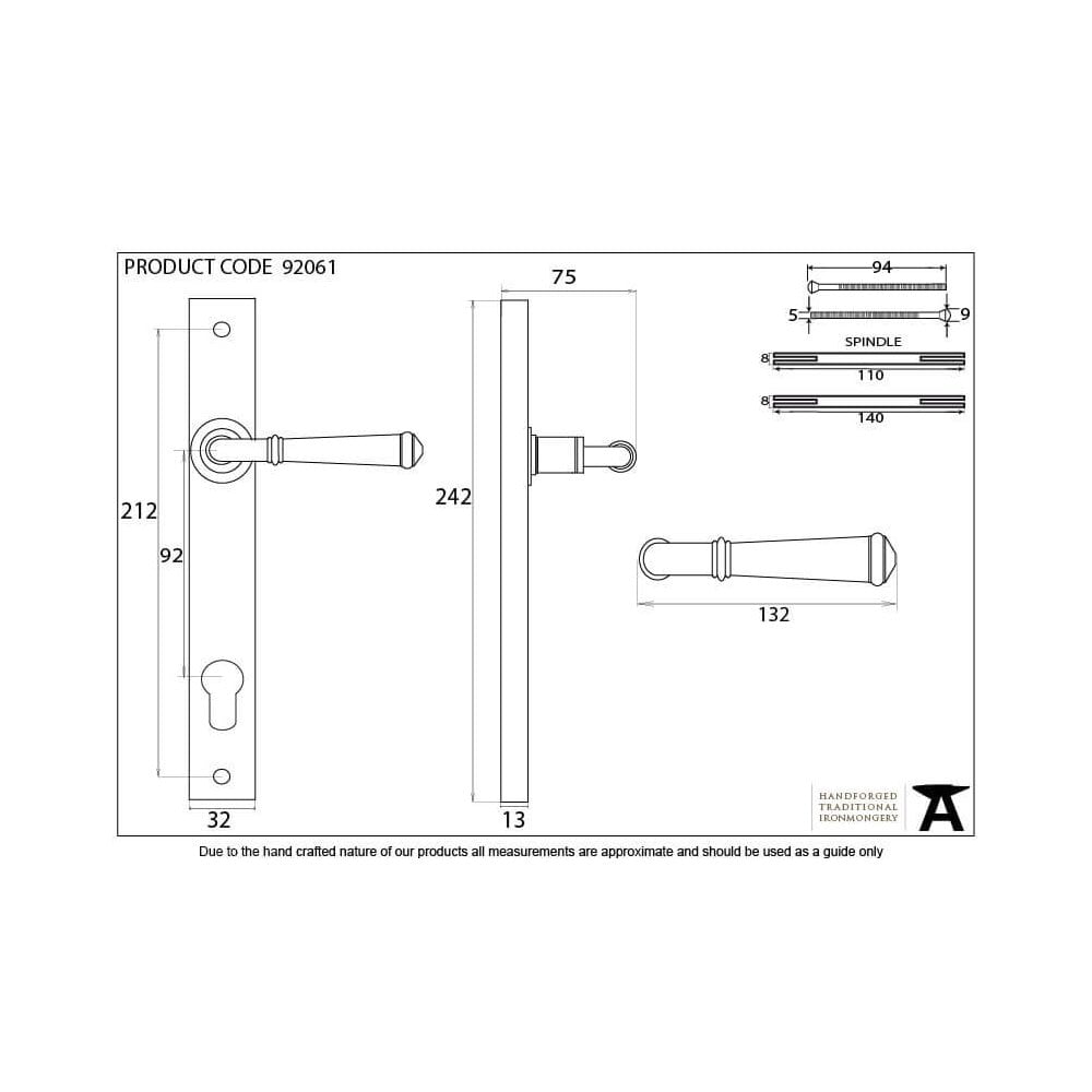 Pewter Regency Slimline Espagnolette Lock Set