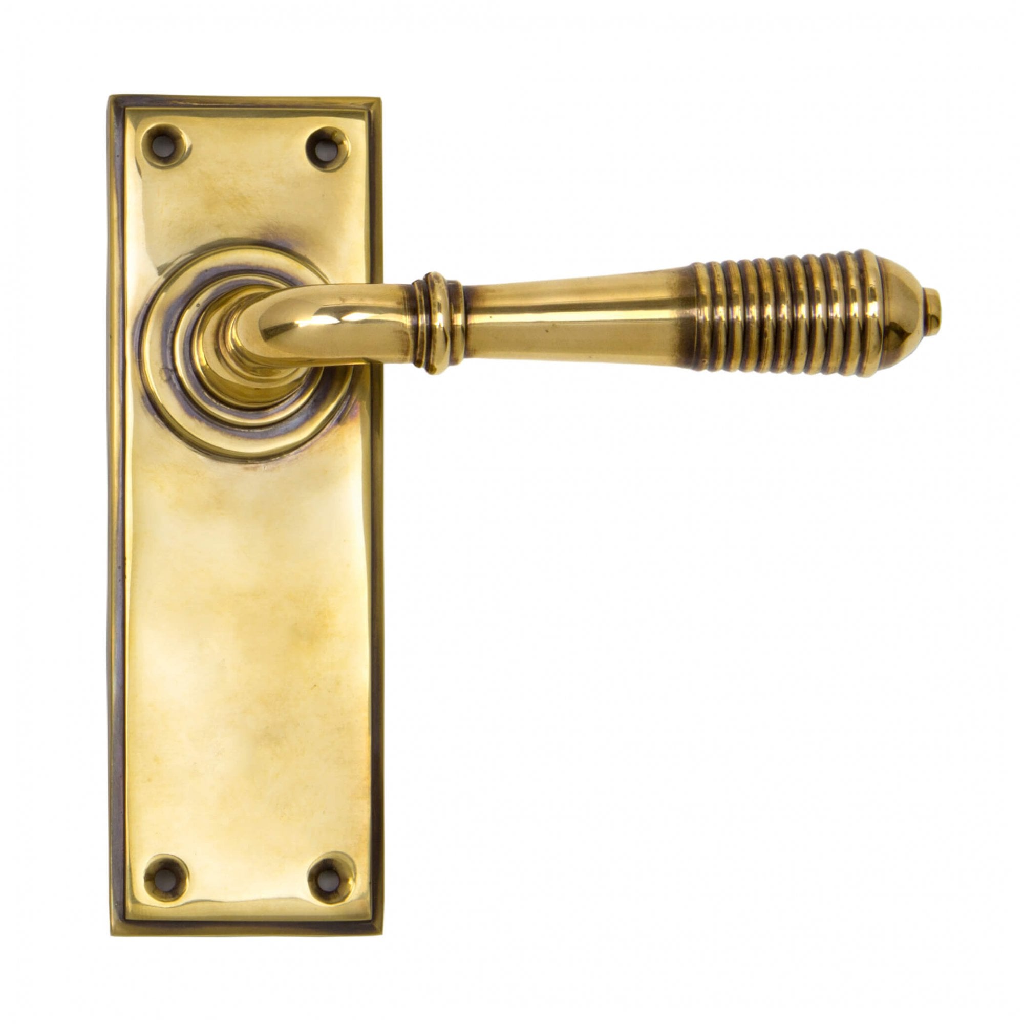 Aged Brass Reeded Lever Handles