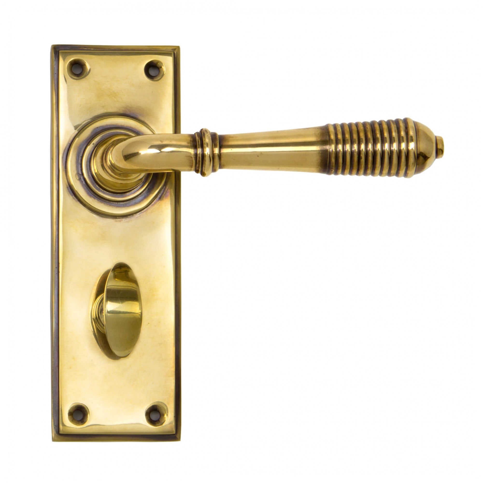 Aged Brass Reeded Lever Handles