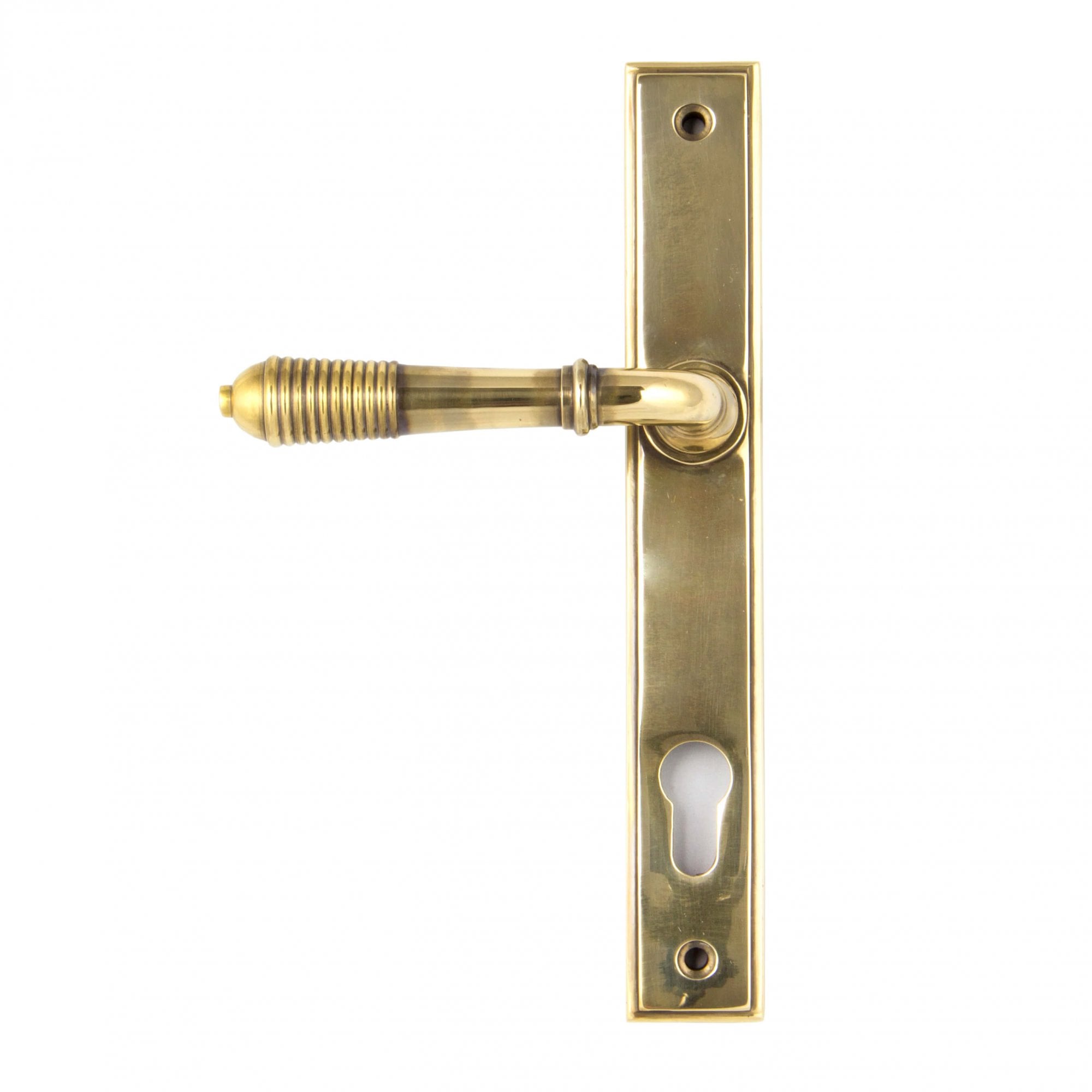 Aged Brass Reeded Espagnolette Lock Set