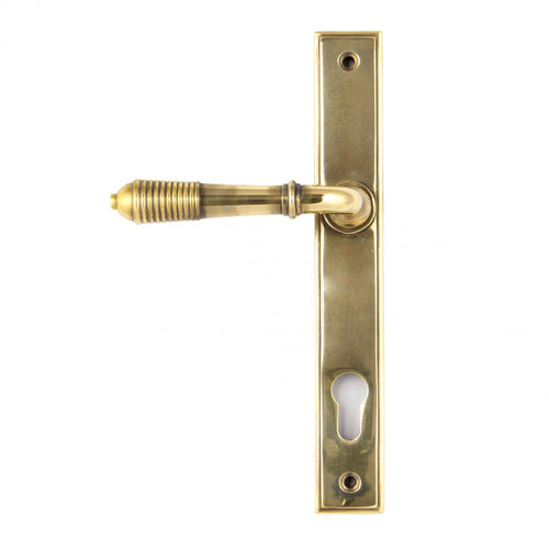 Aged Brass Reeded Espagnolette Lock Set
