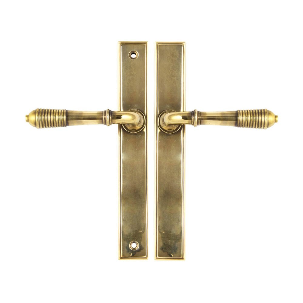Aged Brass Reeded Espagnolette Lock Set