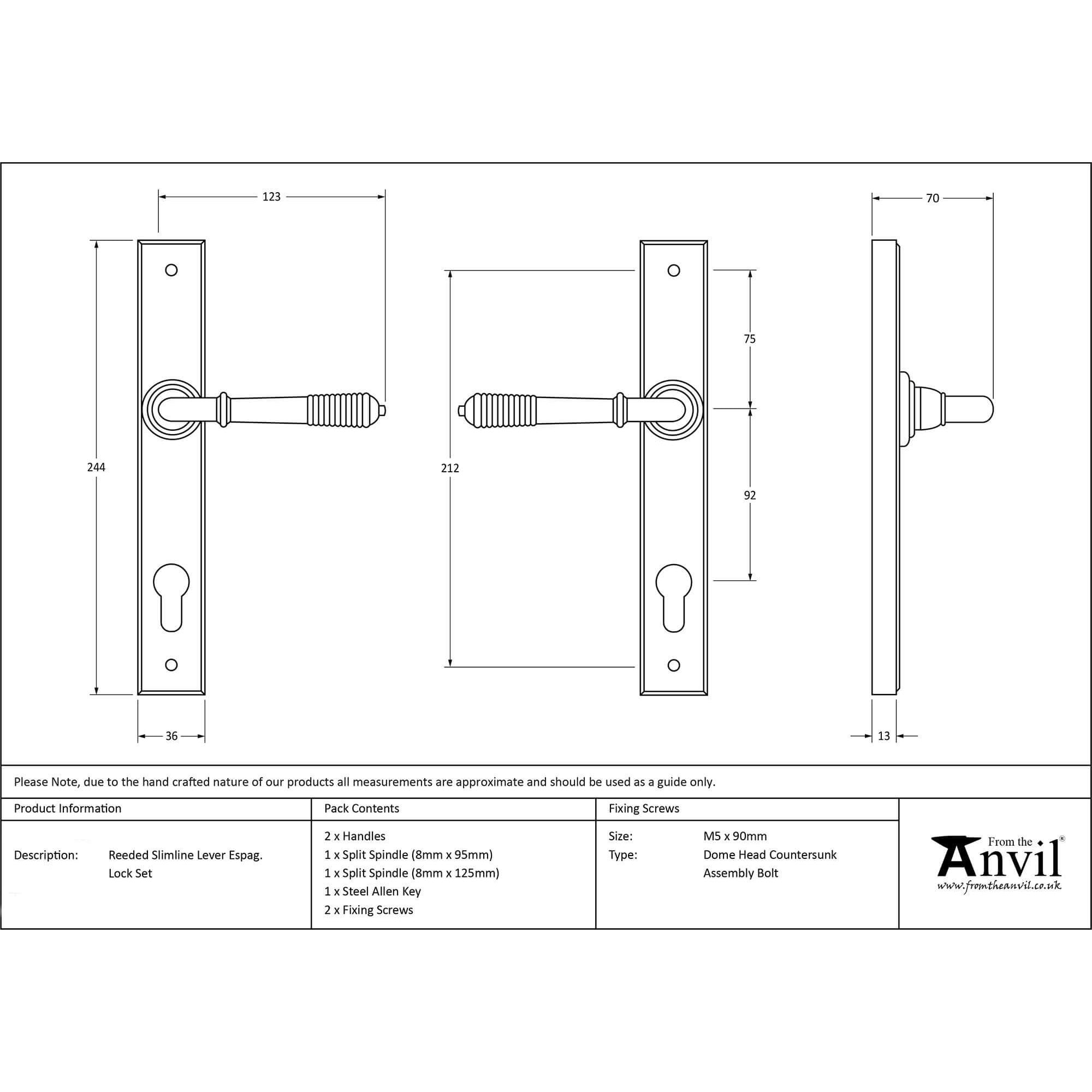 Aged Brass Reeded Espagnolette Lock Set