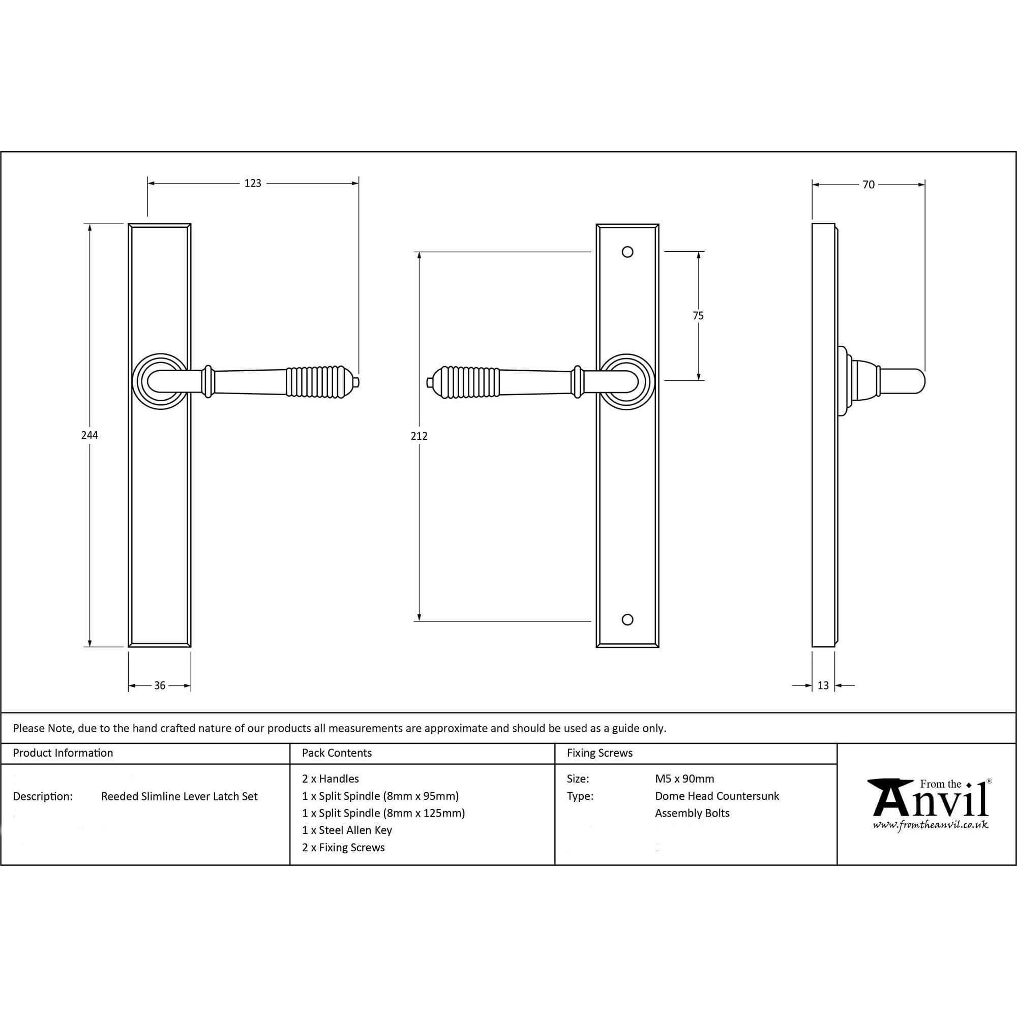 Aged Brass Reeded Espagnolette Lock Set