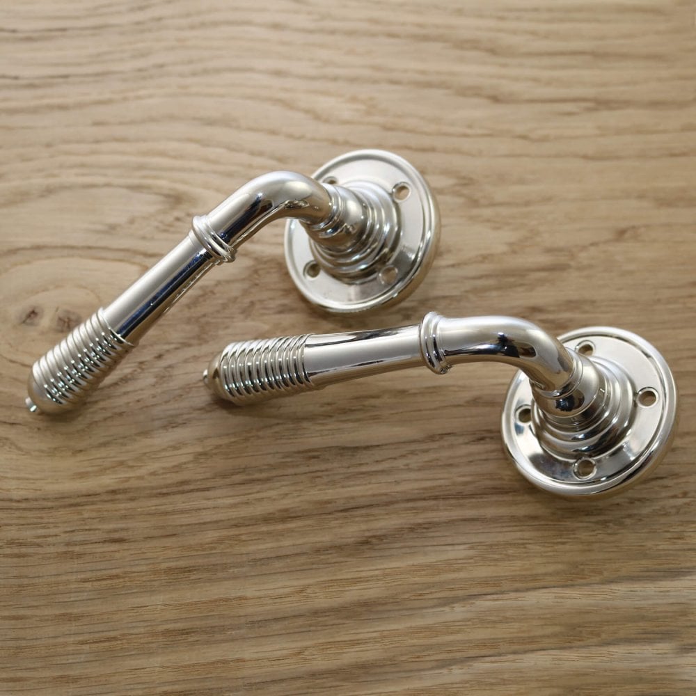Polished Nickel Reeded Lever Set