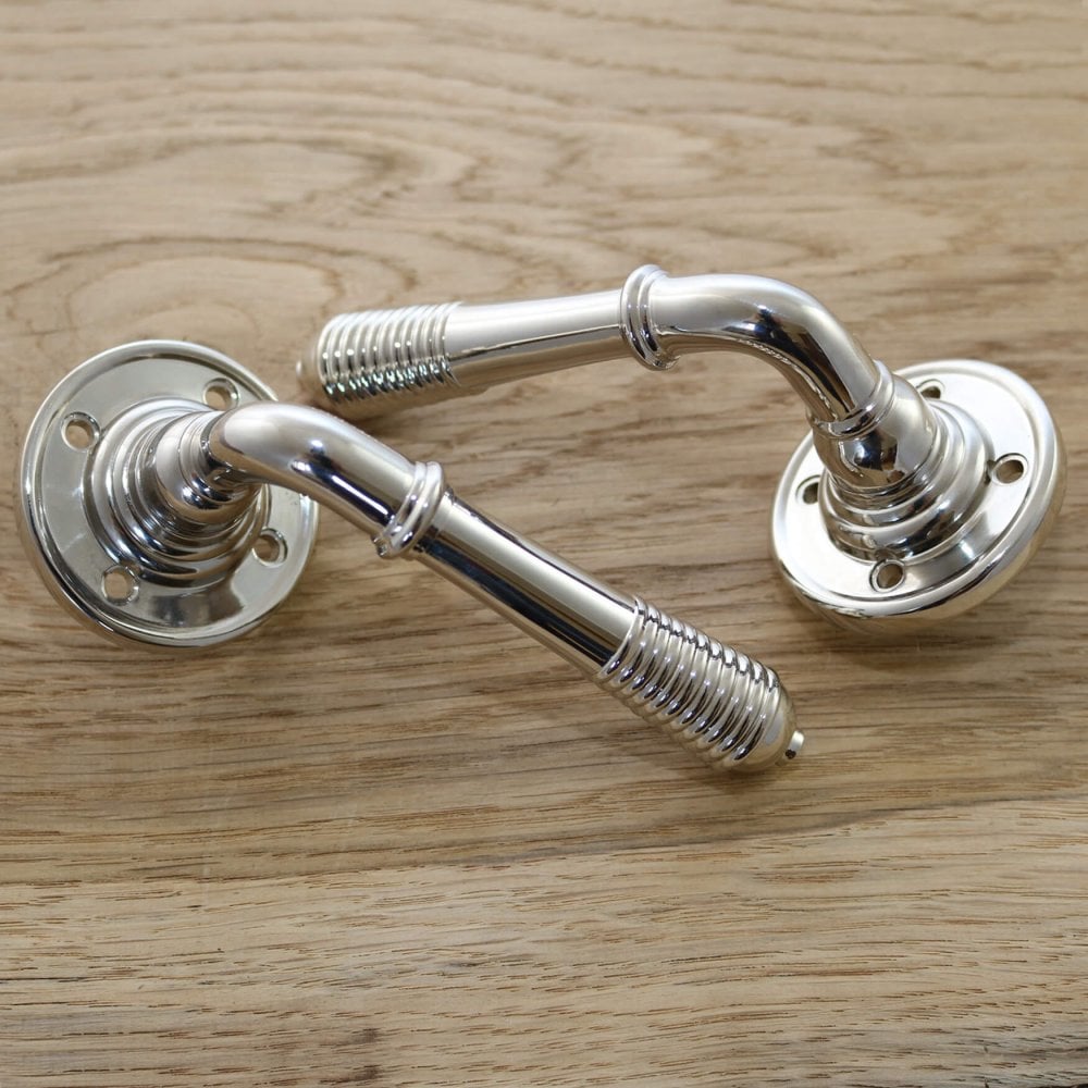 Polished Nickel Reeded Lever Set