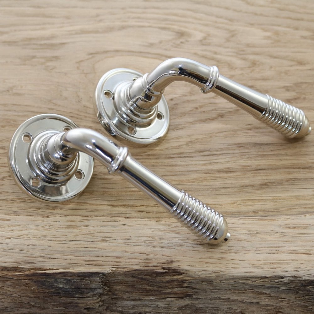 Polished Nickel Reeded Lever Set