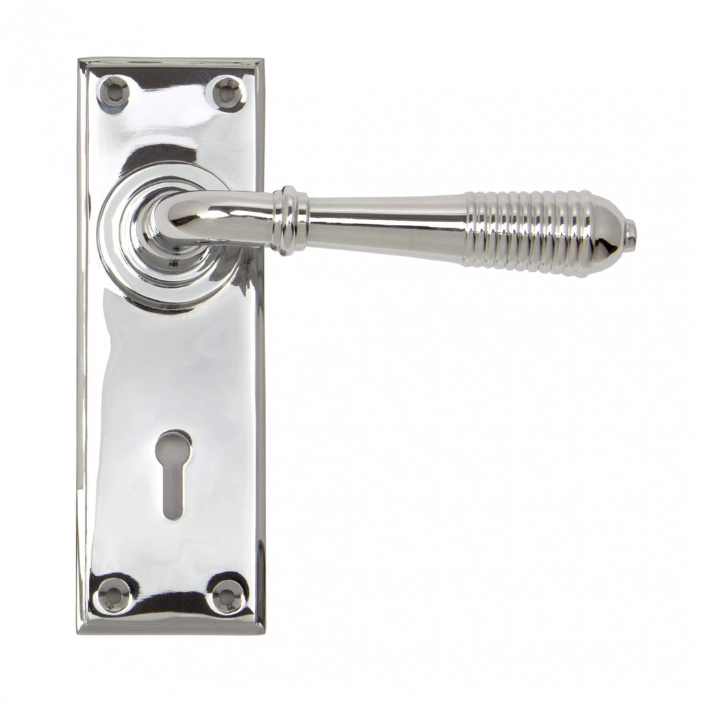 Polished Chrome Reeded Lever Lock Handles