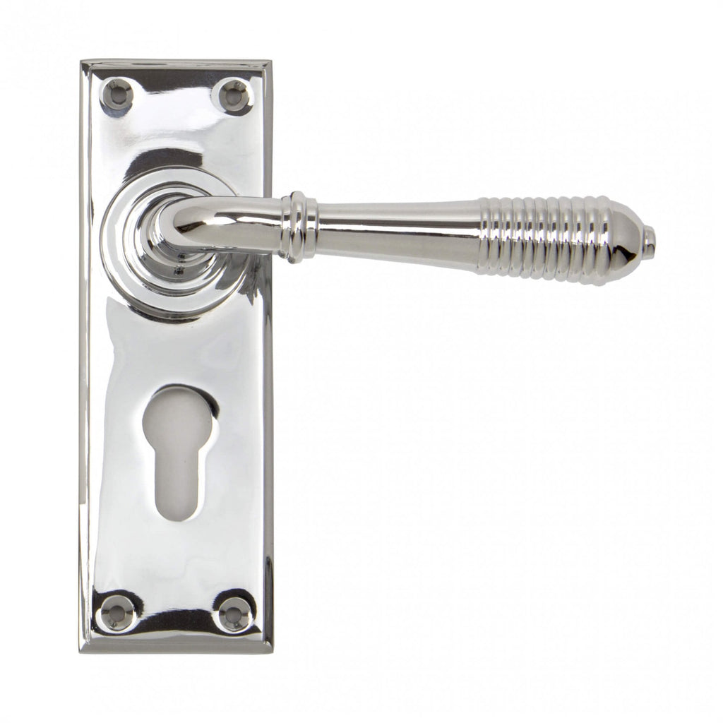 Polished Chrome Reeded Lever Lock Handles
