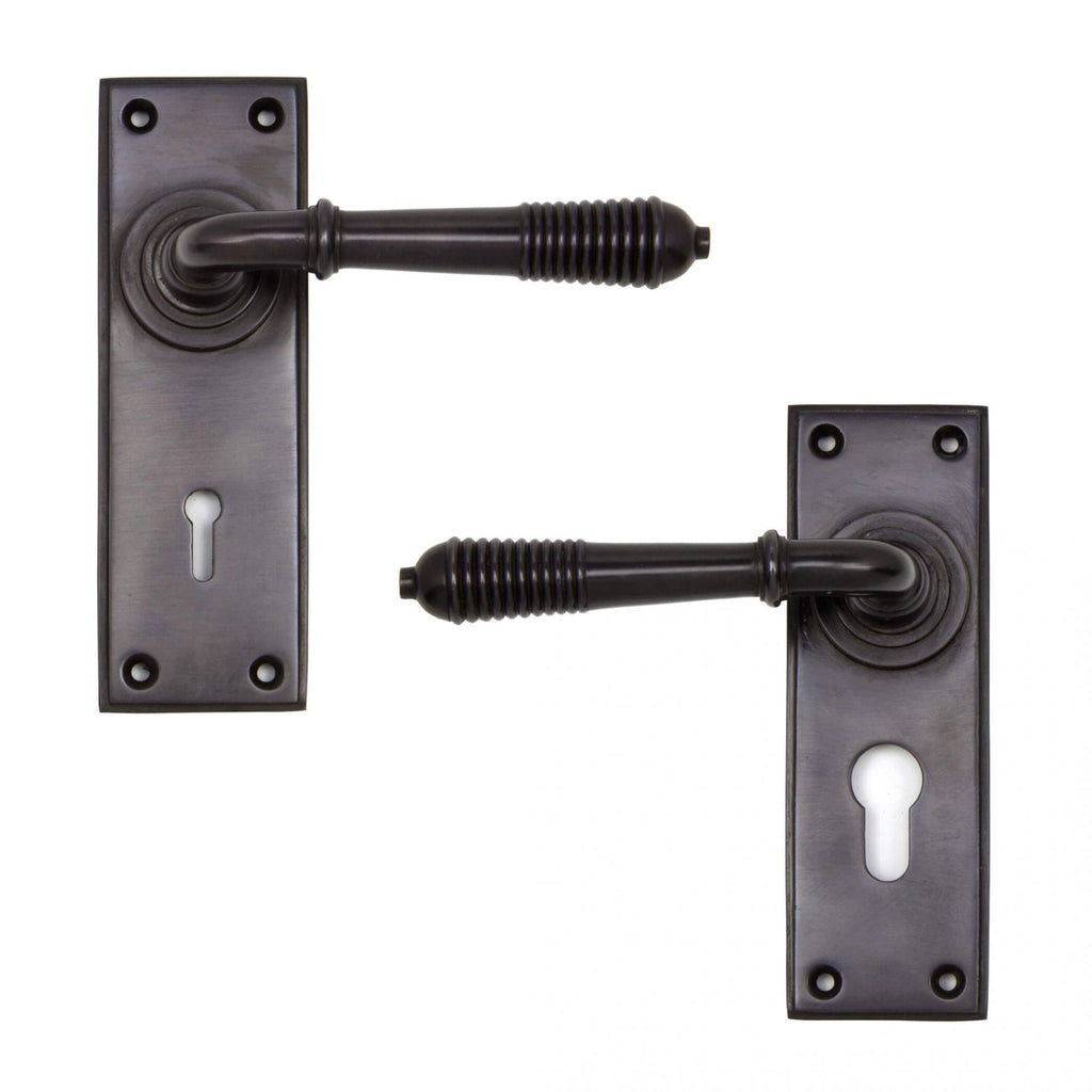 Aged Bronze Reeded Lever Lock Handles