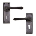 Aged Bronze Reeded Lever Lock Handles