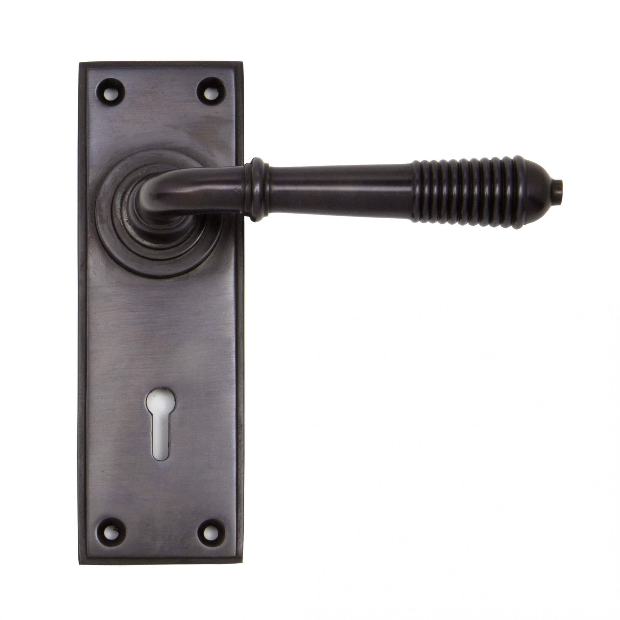 Aged Bronze Reeded Lever Lock Handles