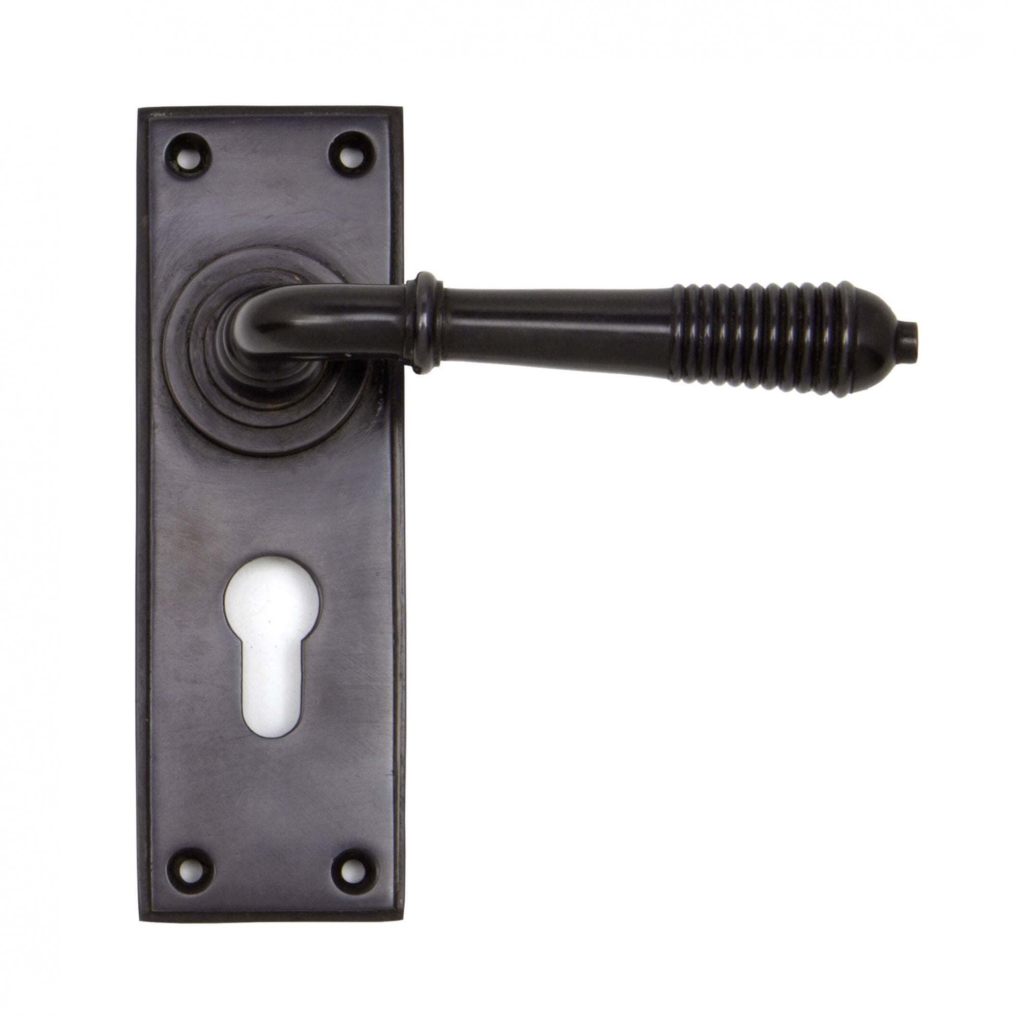 Aged Bronze Reeded Lever Lock Handles