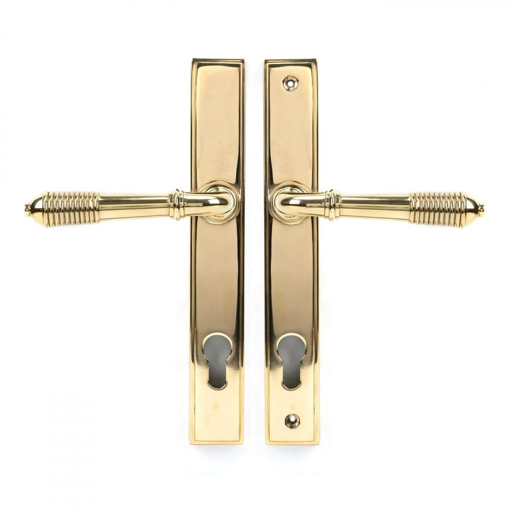 Polished Brass Reeded Espagnolette Lock Set