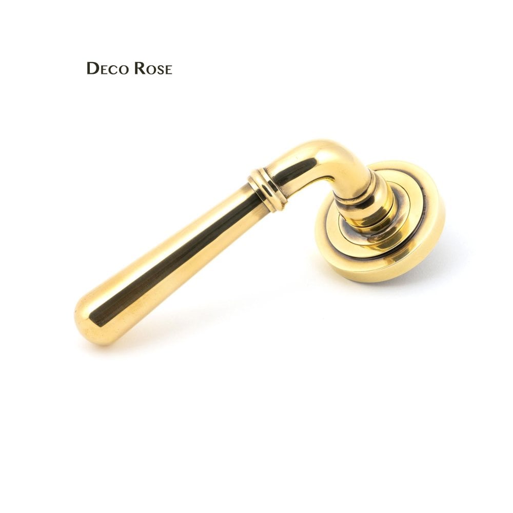 Newbury Aged Brass Lever on Covered Rose