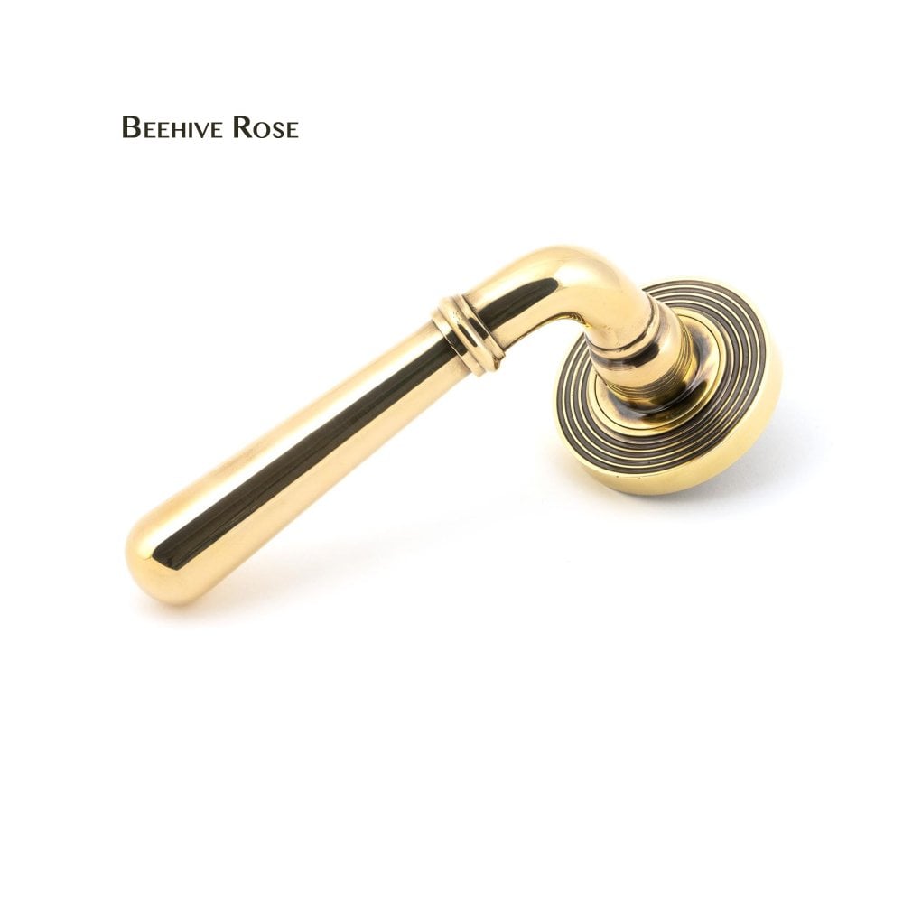 Newbury Aged Brass Lever on Covered Rose