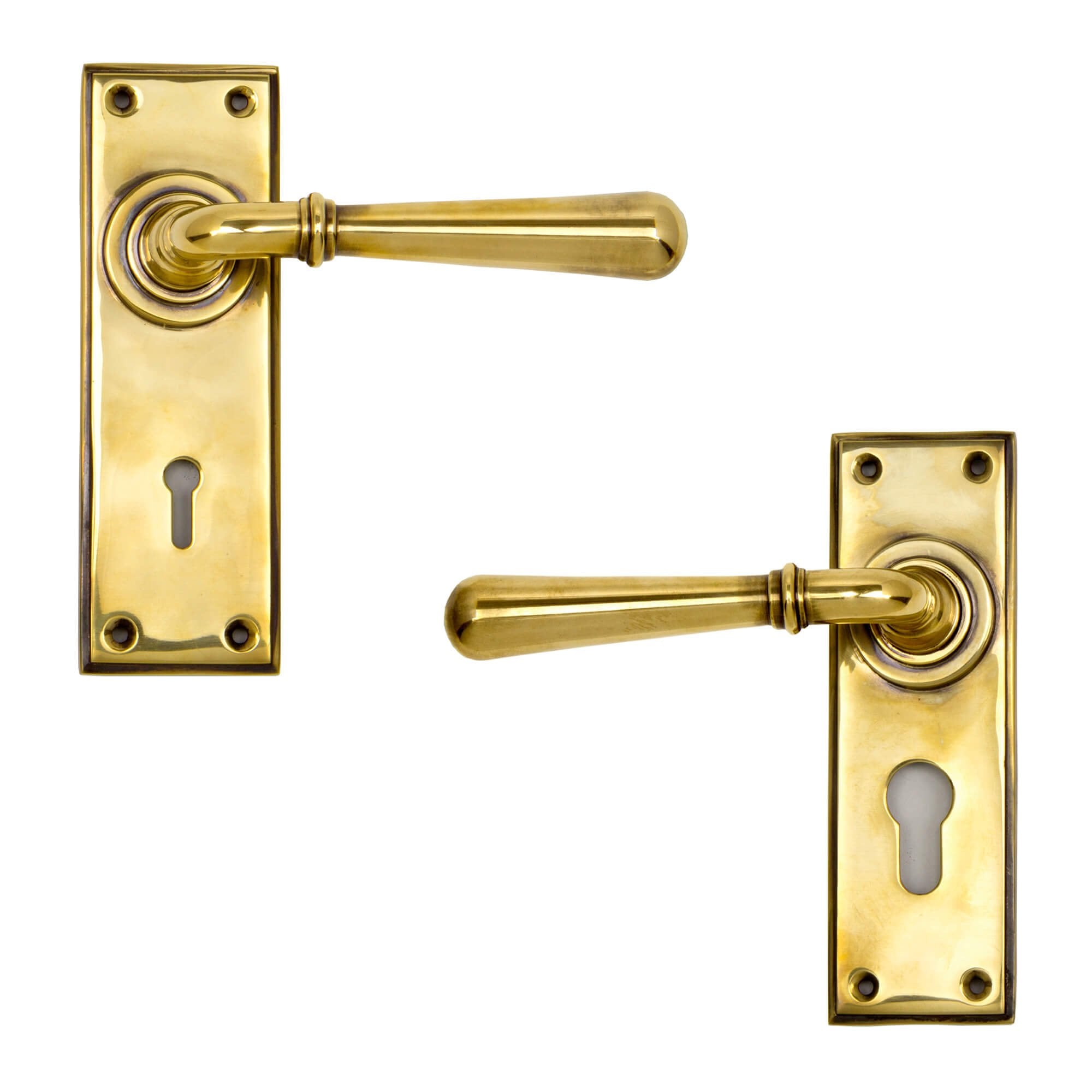 Newbury Lever Lock Handles Aged Brass