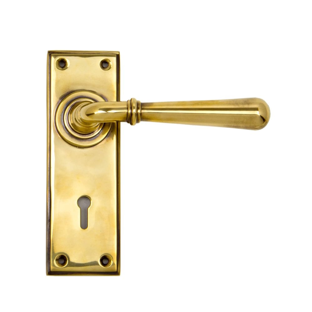 Newbury Lever Lock Handles Aged Brass