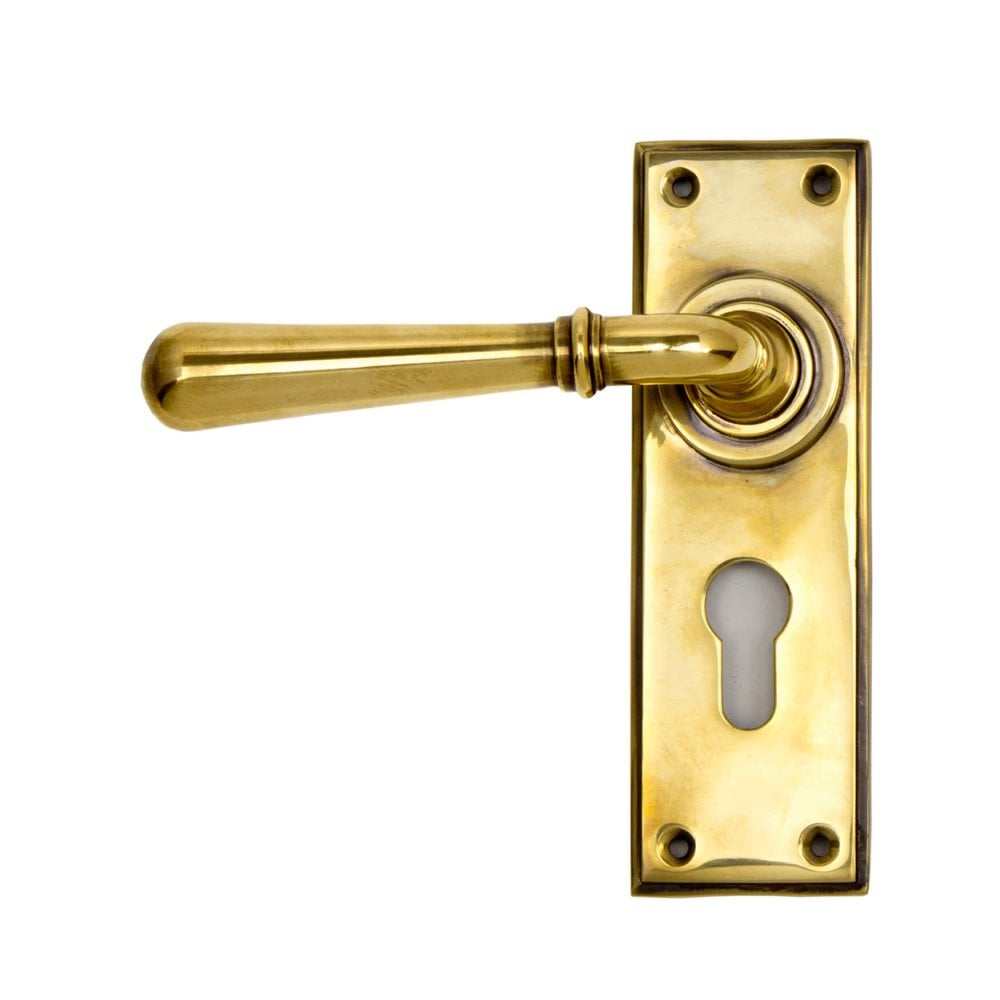 Newbury Lever Lock Handles Aged Brass