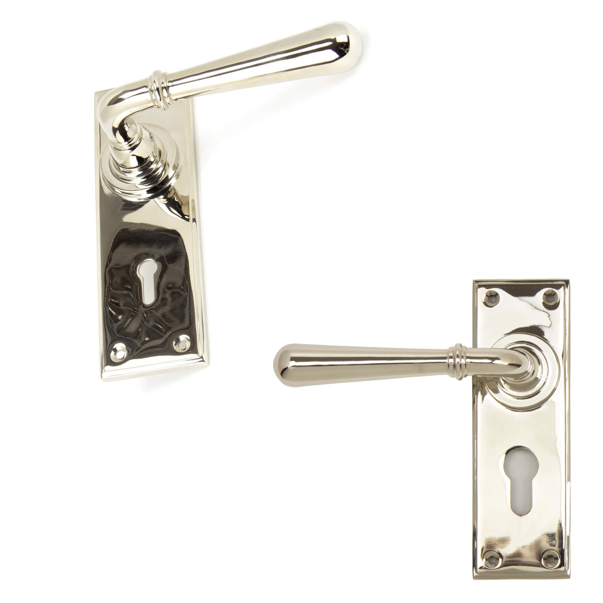 Newbury Lever Lock Handles Polished Nickel