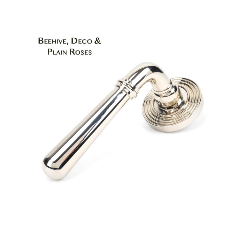 Newbury Polished Nickel Lever on Covered Rose