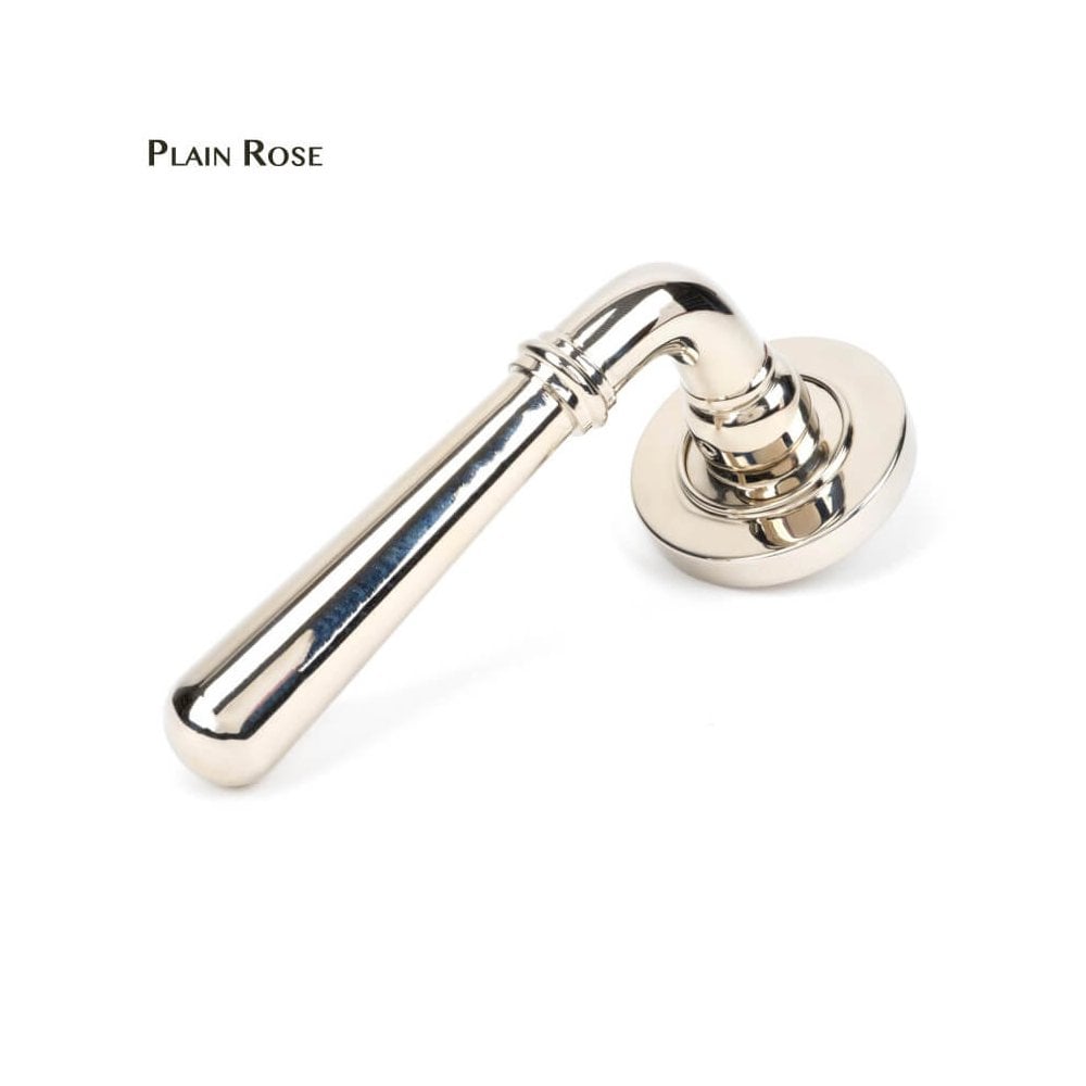 Newbury Polished Nickel Lever on Covered Rose