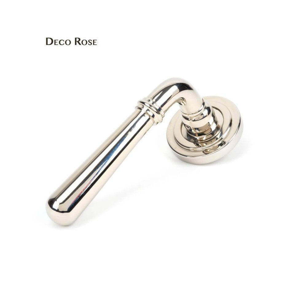 Newbury Polished Nickel Lever on Covered Rose