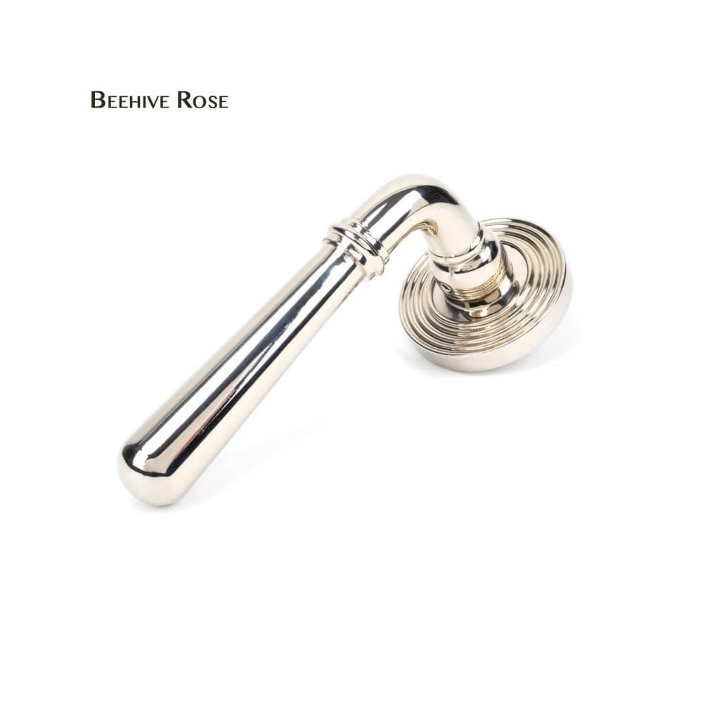 Newbury Polished Nickel Lever on Covered Rose