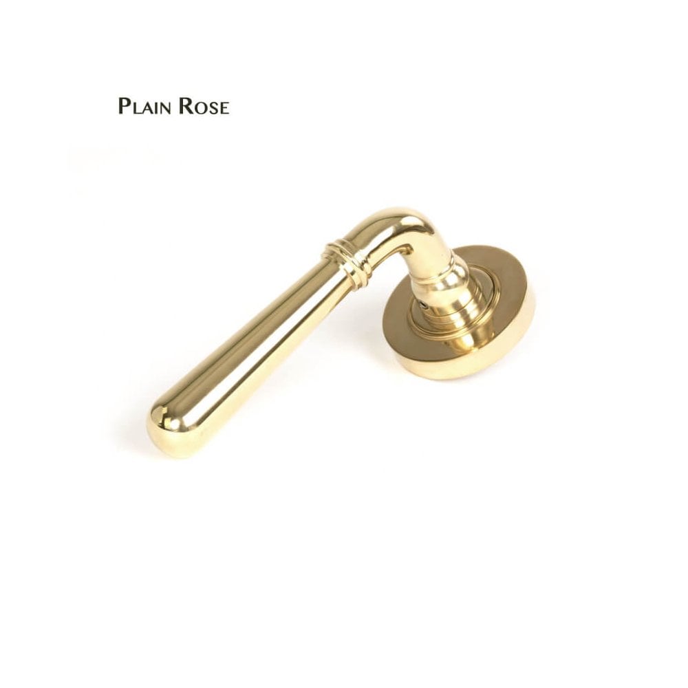 Newbury Polished Brass Lever on Covered Rose