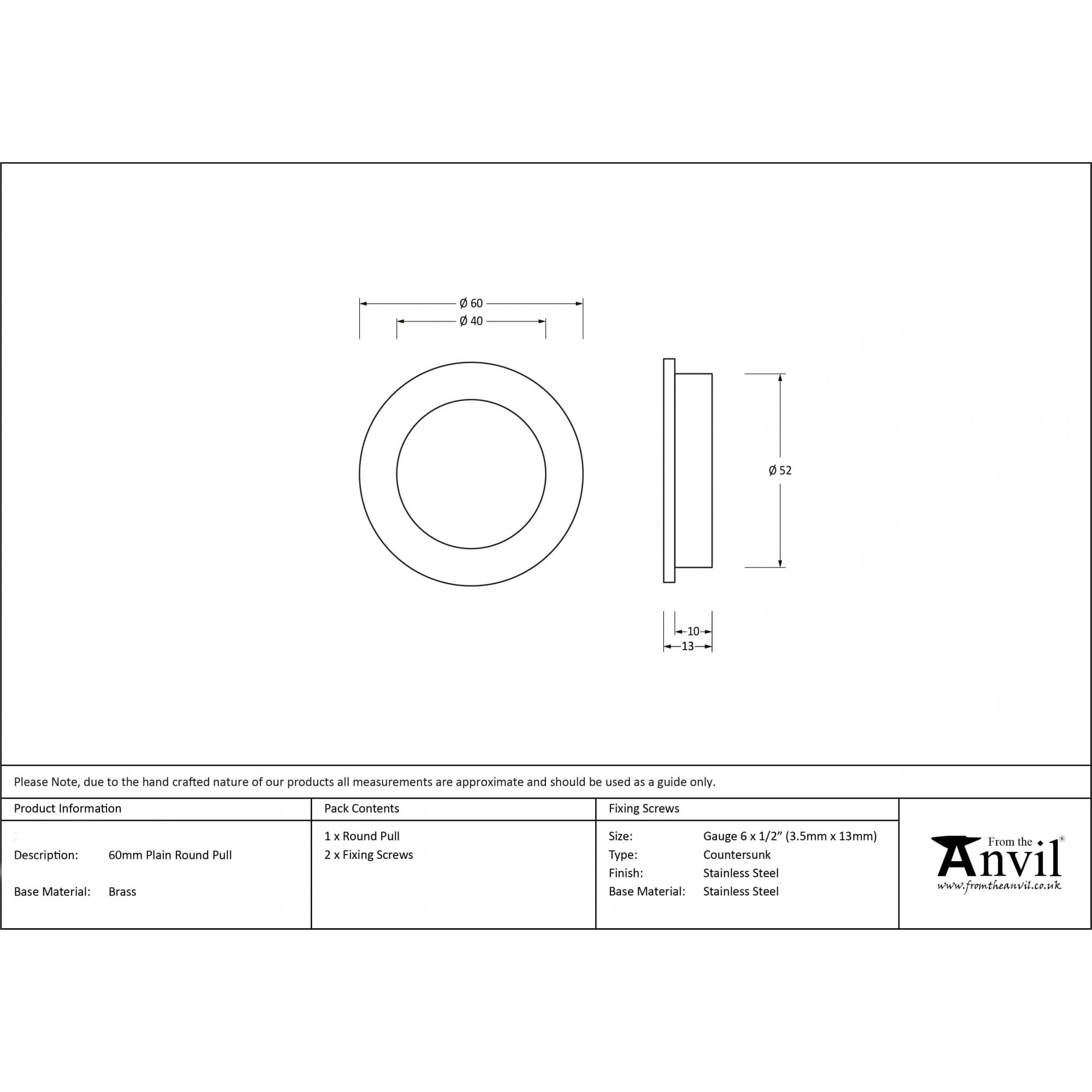 Aged Brass Plain Round Sliding Door Pull