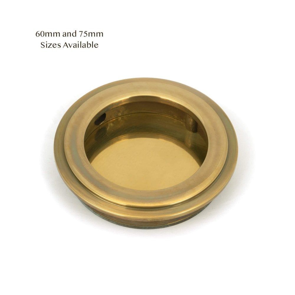 Aged Brass Art Deco Round Sliding Door Pull