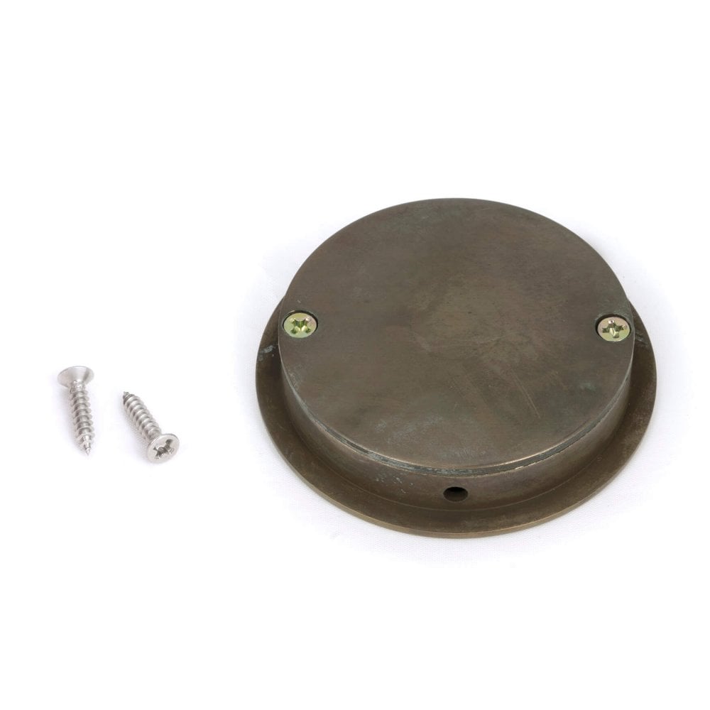 Aged Brass Art Deco Round Sliding Door Pull