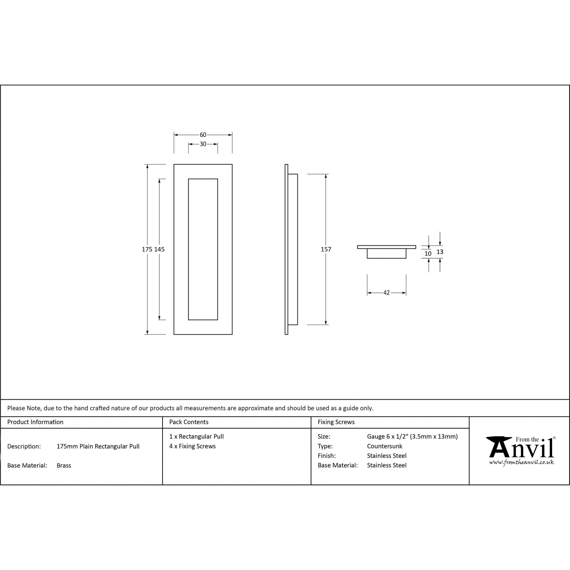 Aged Brass Plain Rectangular Sliding Door Pull