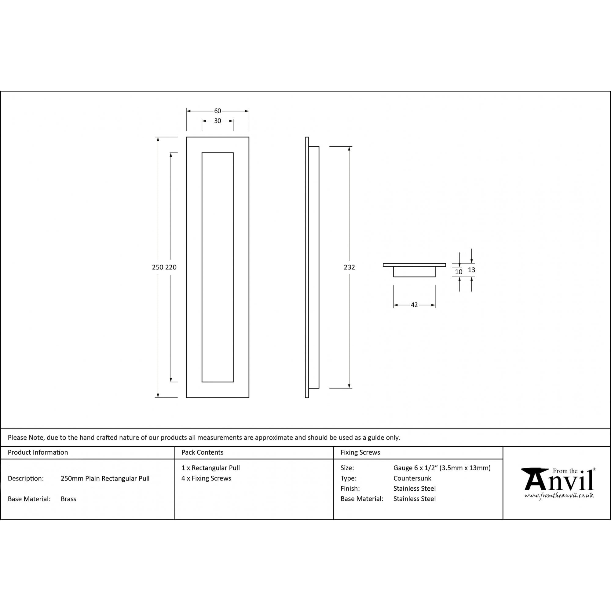 Aged Brass Plain Rectangular Sliding Door Pull