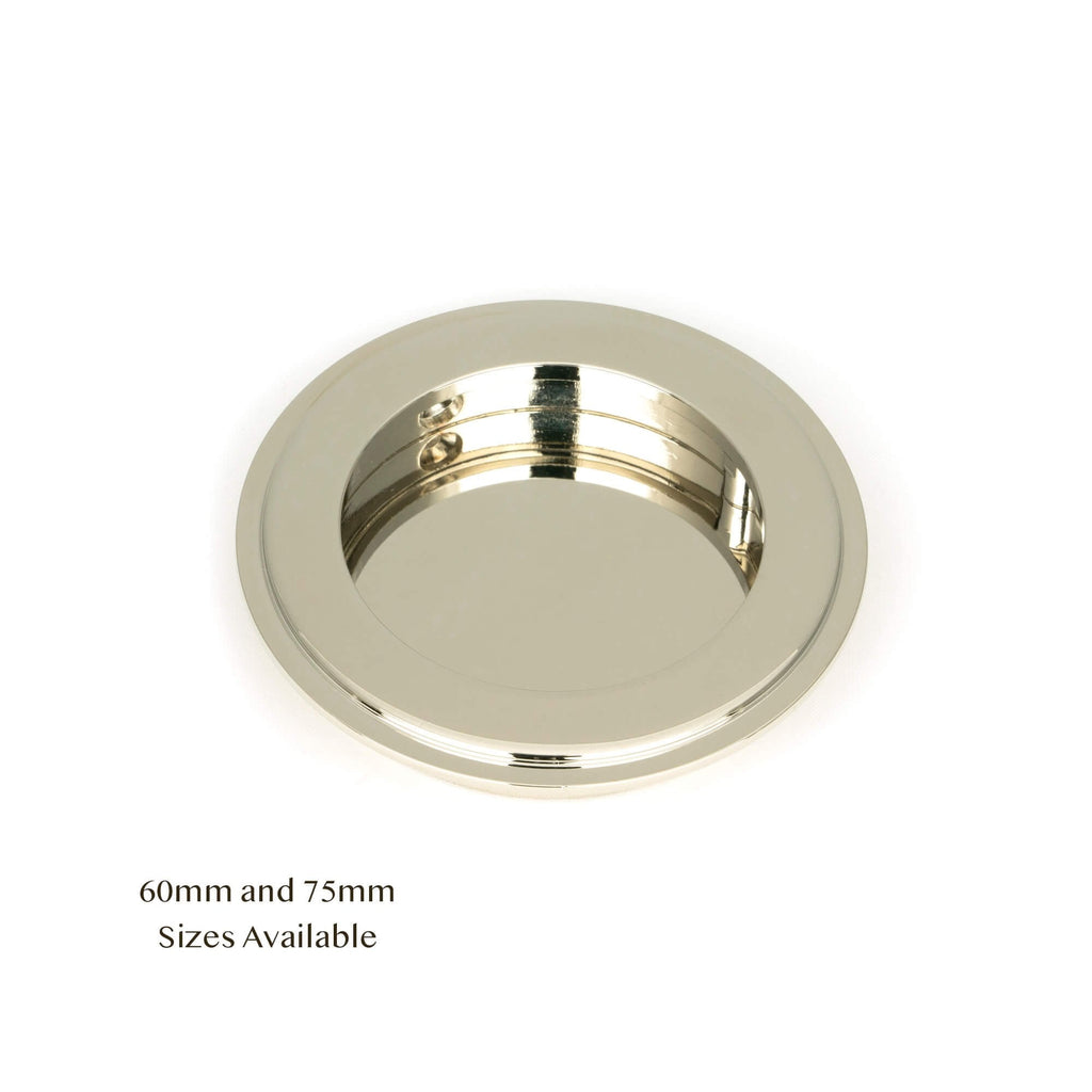 Polished Nickel Art Deco Round Sliding Door Pull