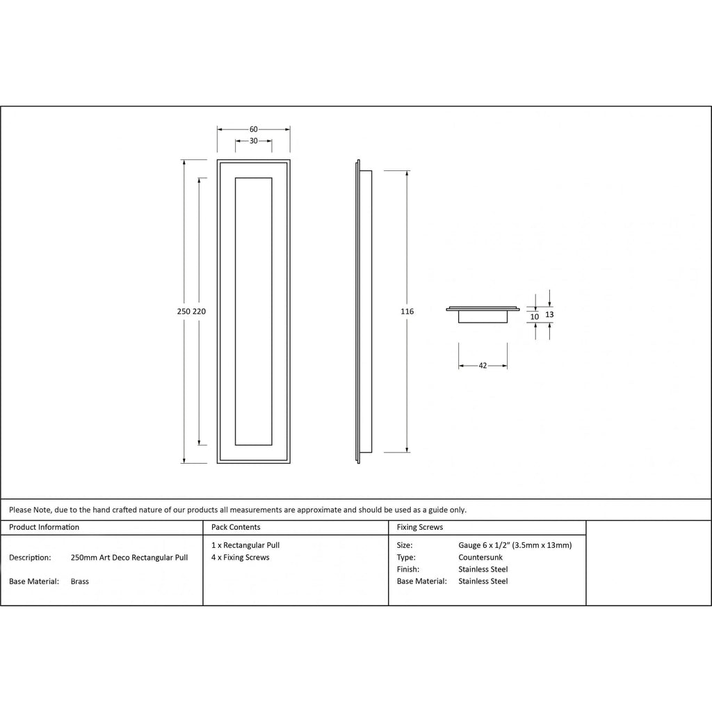 Polished Nickel Art Deco Rectangular Sliding Door Pull