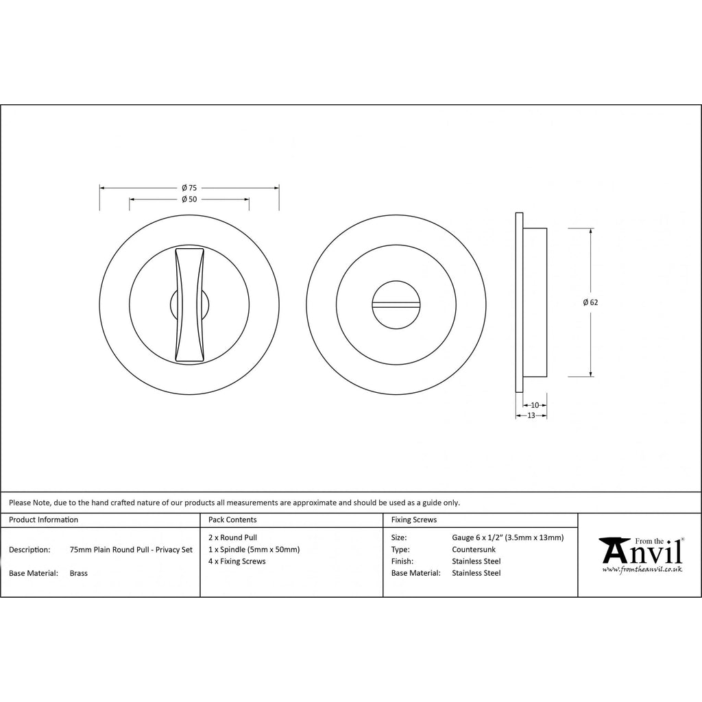 Polished Nickel Plain Round Sliding Door Pull