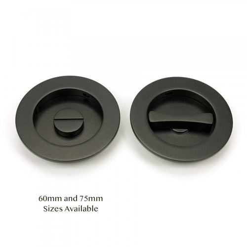 Aged Bronze Plain Round Sliding Door Pull - Privacy Set