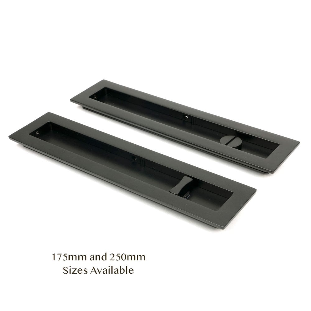 Aged Bronze Plain Rectangular Sliding Door Pull - Privacy Set