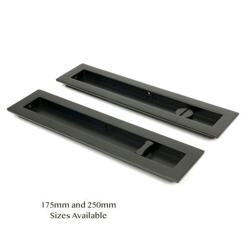 Aged Bronze Plain Rectangular Sliding Door Pull - Privacy Set