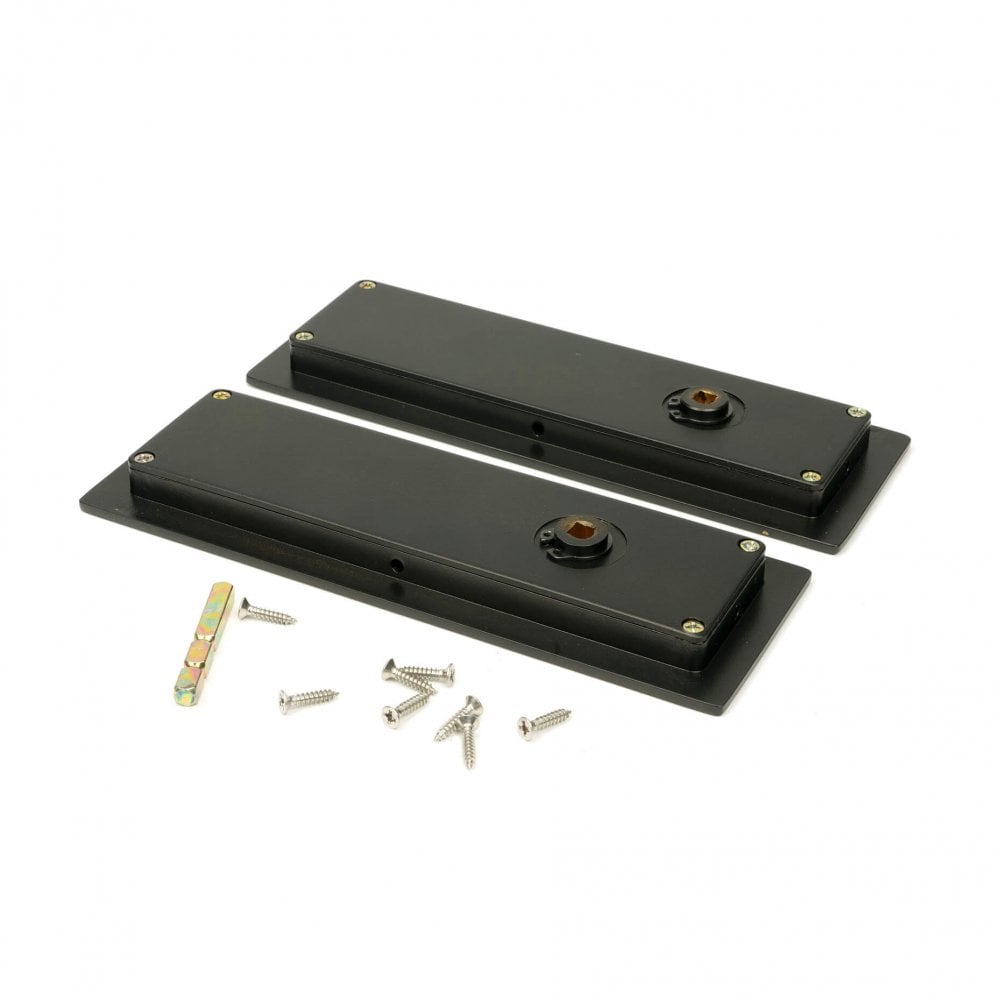 Aged Bronze Art Deco Rectangular Sliding Door Pull - Privacy Set