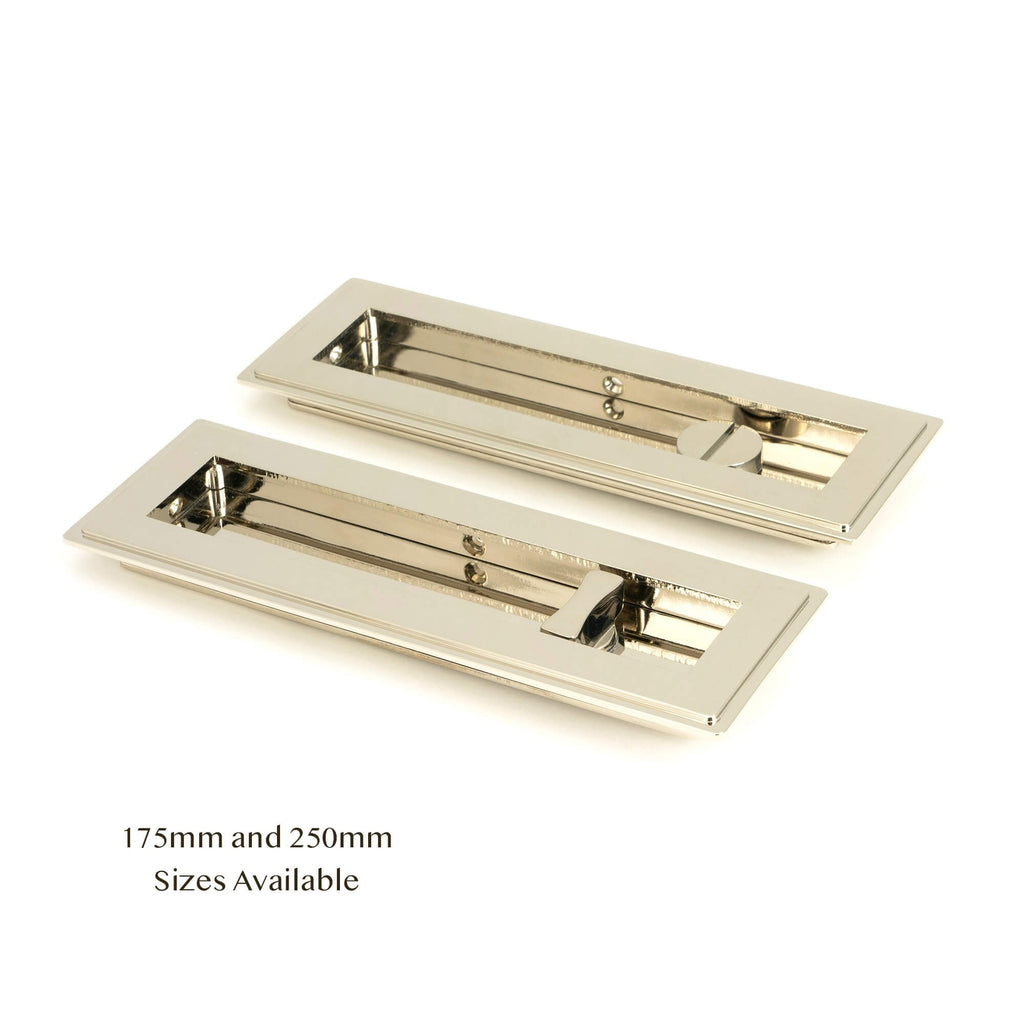 Polished Nickel Art Deco Rectangular Sliding Door Pull - Privacy Set