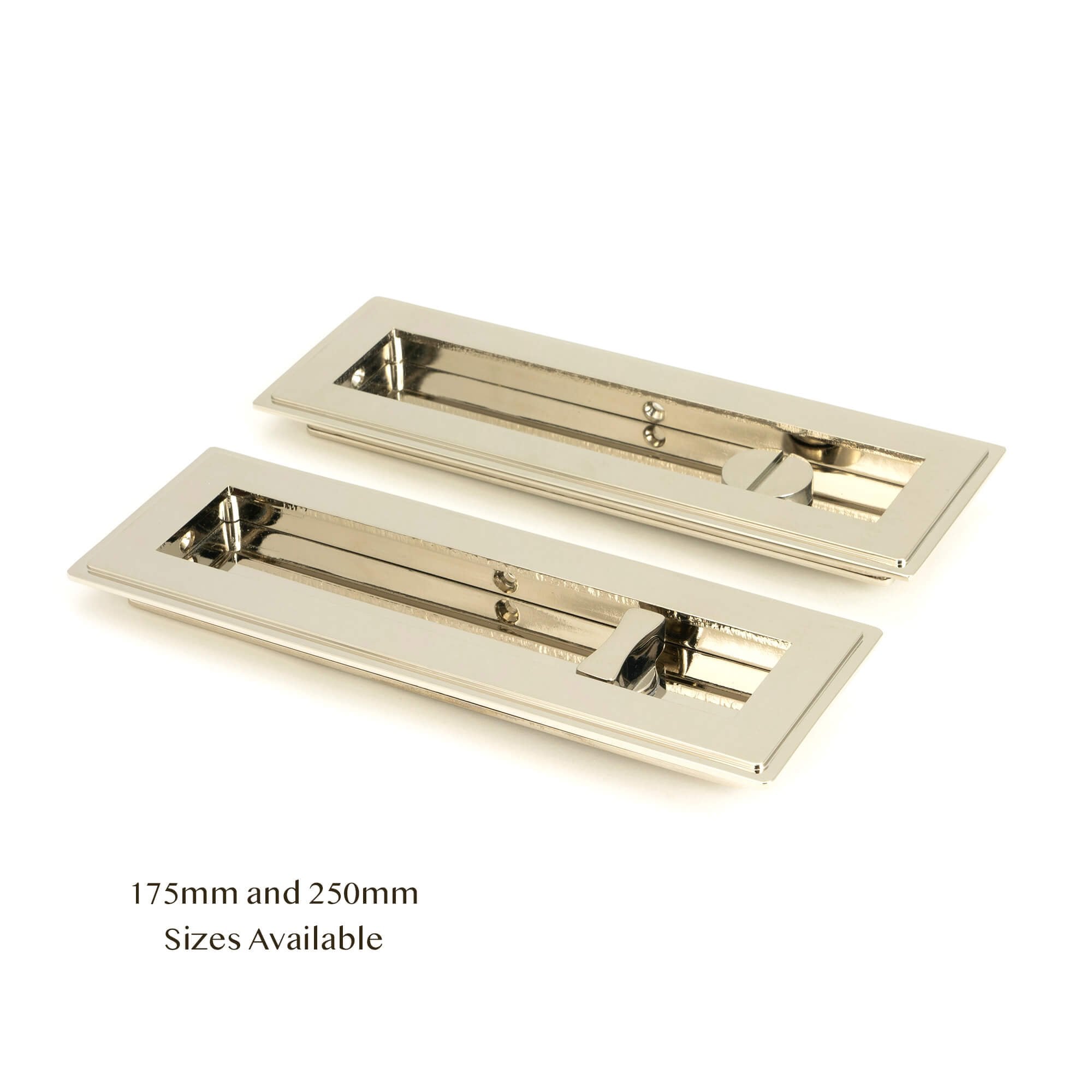 Polished Nickel Art Deco Rectangular Sliding Door Pull - Privacy Set
